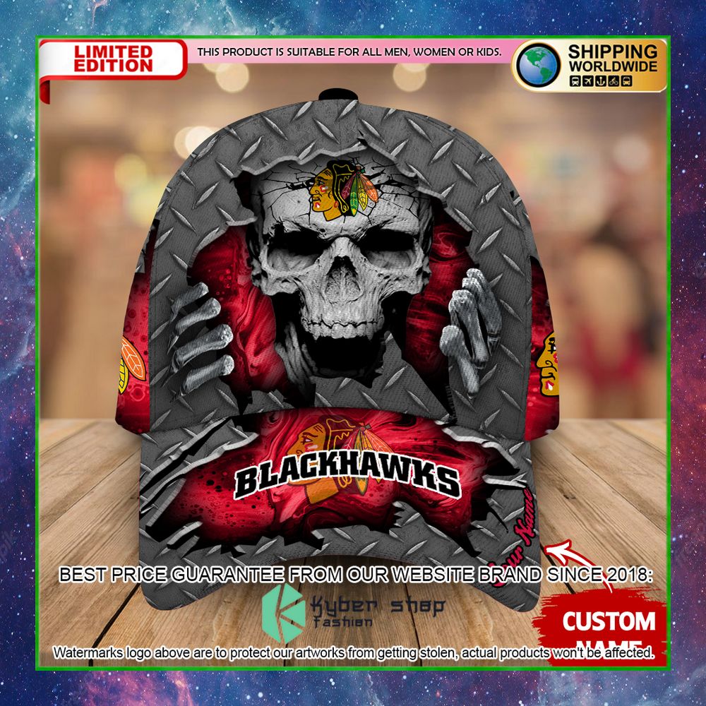 chicago blackhawks custom name nhl skull cap limited edition teuts