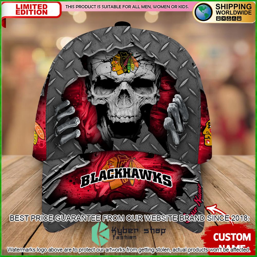 chicago blackhawks custom name nhl skull cap limited edition zltul