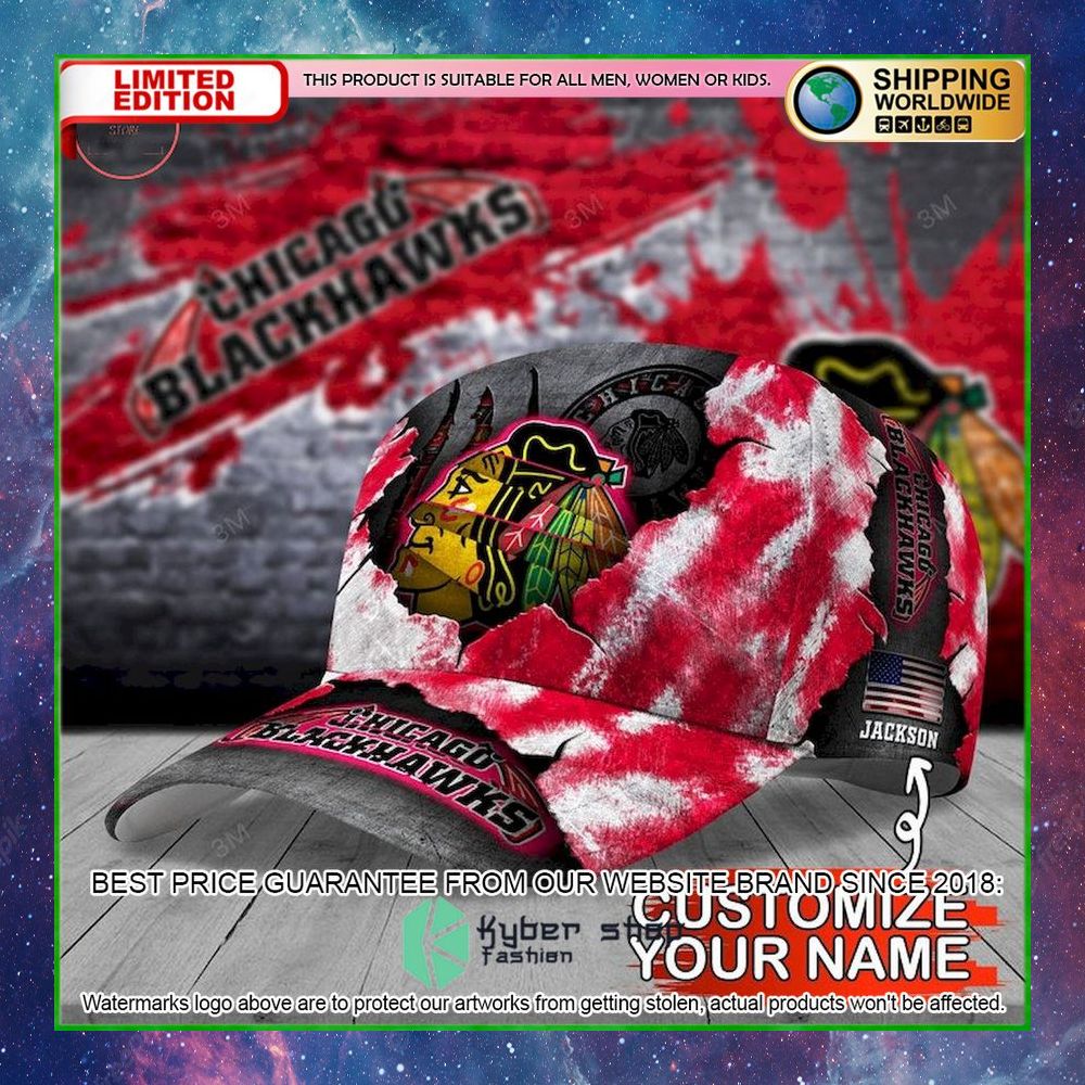 chicago blackhawks skull nhl custom name cap limited edition dtvda