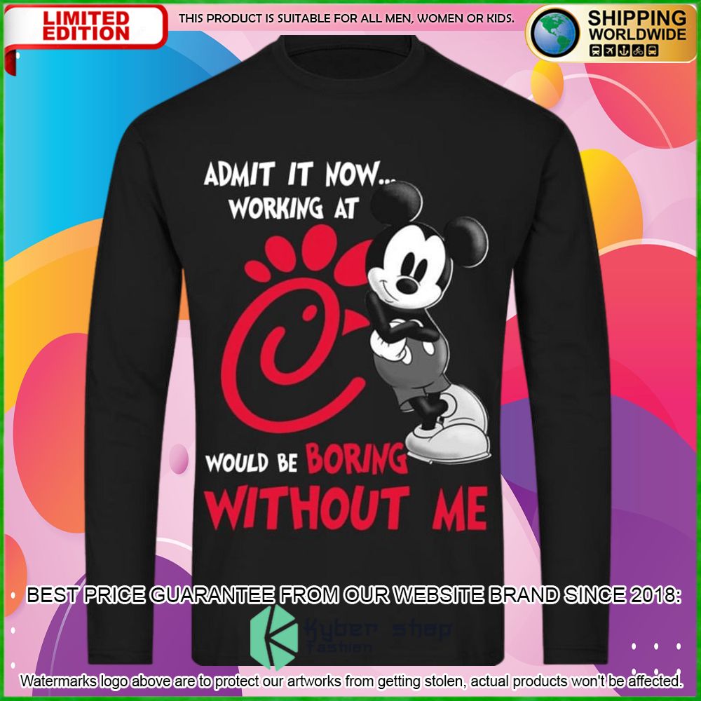 chick fil a mickey mouse admit it now working at hoodie shirt limited edition kj546