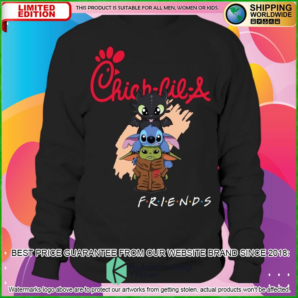 chick fil a toothless stitch baby yoda friends hoodie shirt limited edition 3md3u