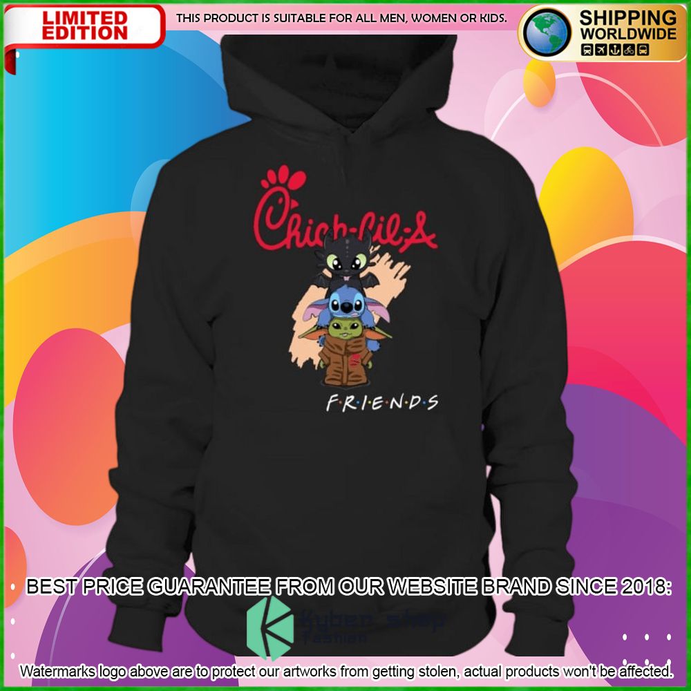 chick fil a toothless stitch baby yoda friends hoodie shirt limited edition bbhz7