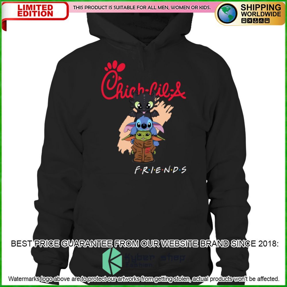chick fil a toothless stitch baby yoda friends hoodie shirt limited edition