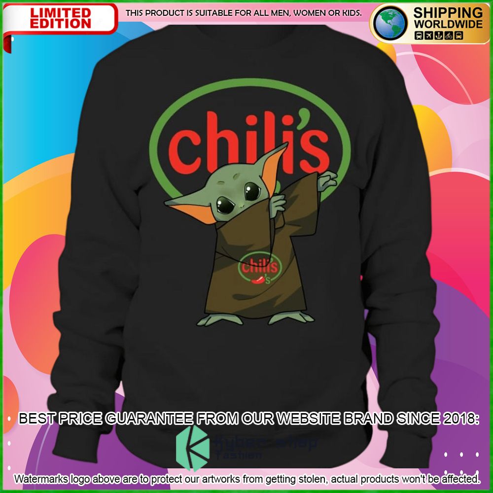 chilis baby yoda star wars hoodie shirt limited edition pauoq