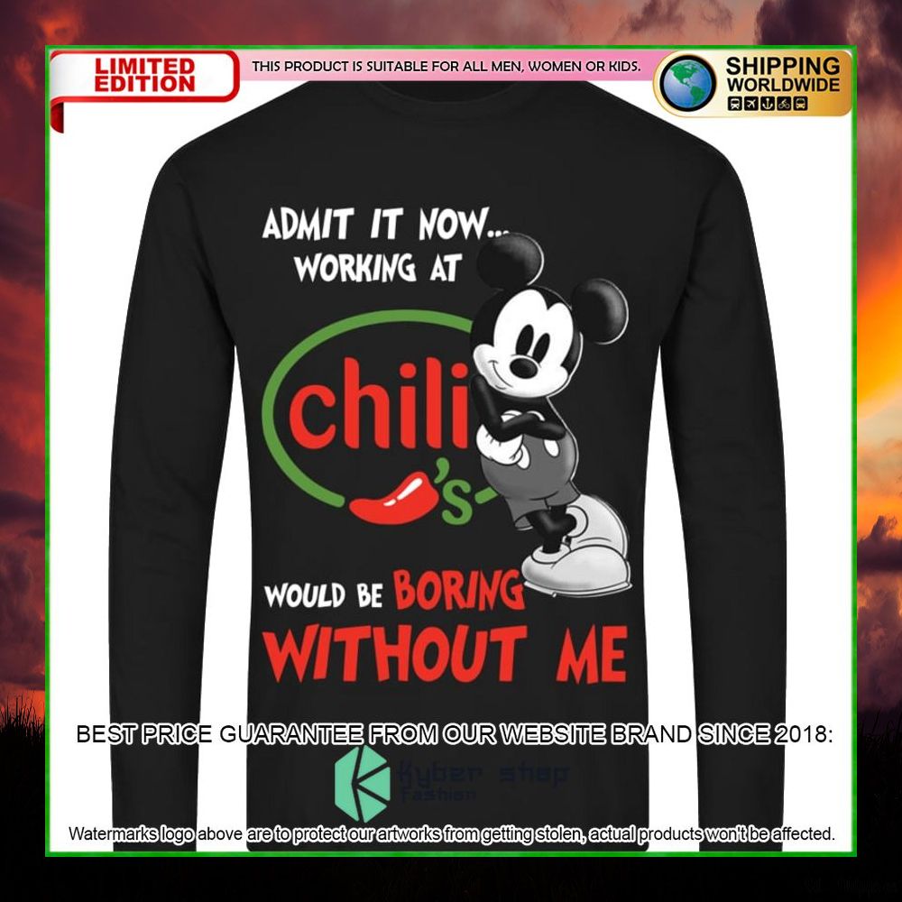 chilis mickey mouse admit it now working at hoodie shirt limited edition cst0b