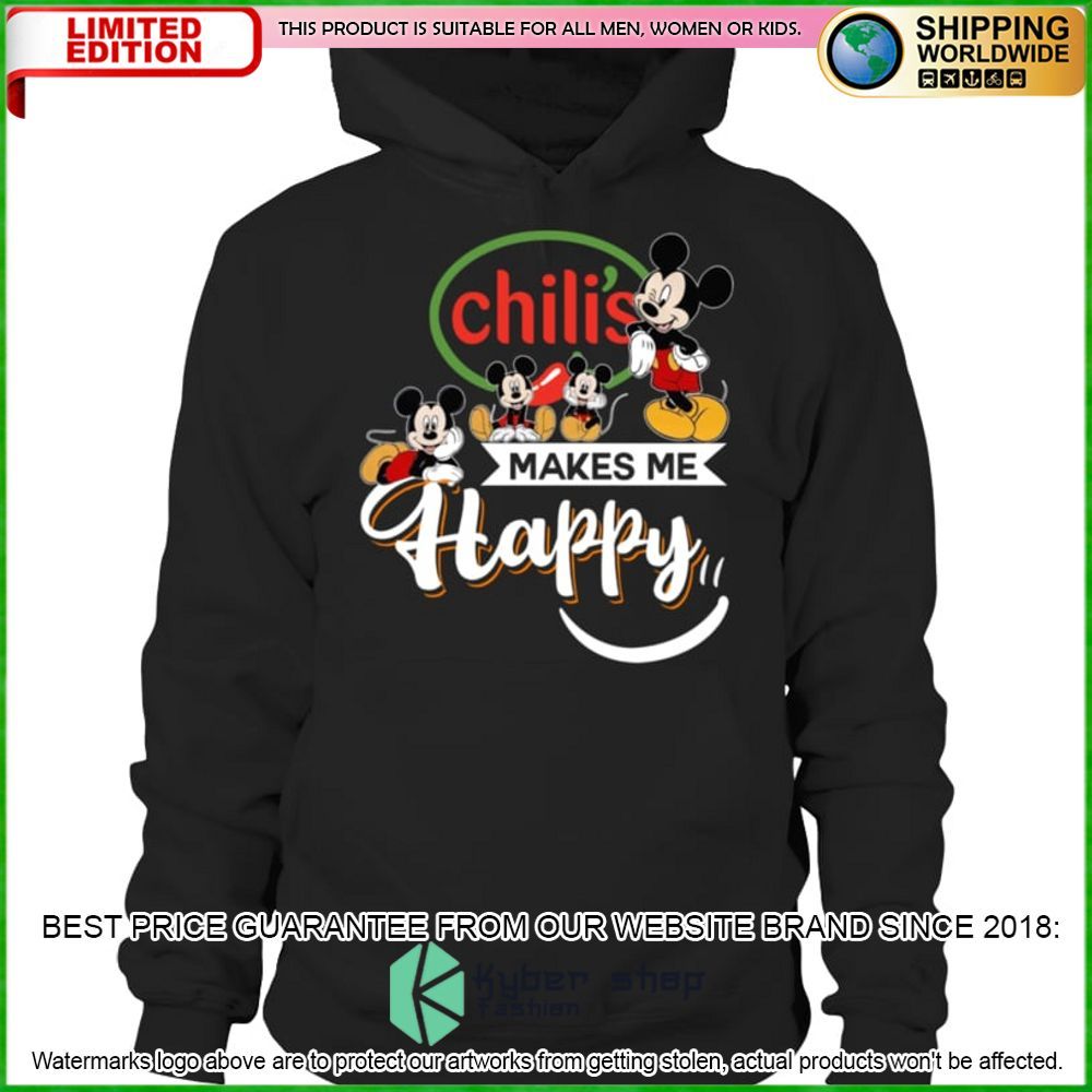 chilis mickey mouse makes me happy hoodie shirt limited edition 4wir1