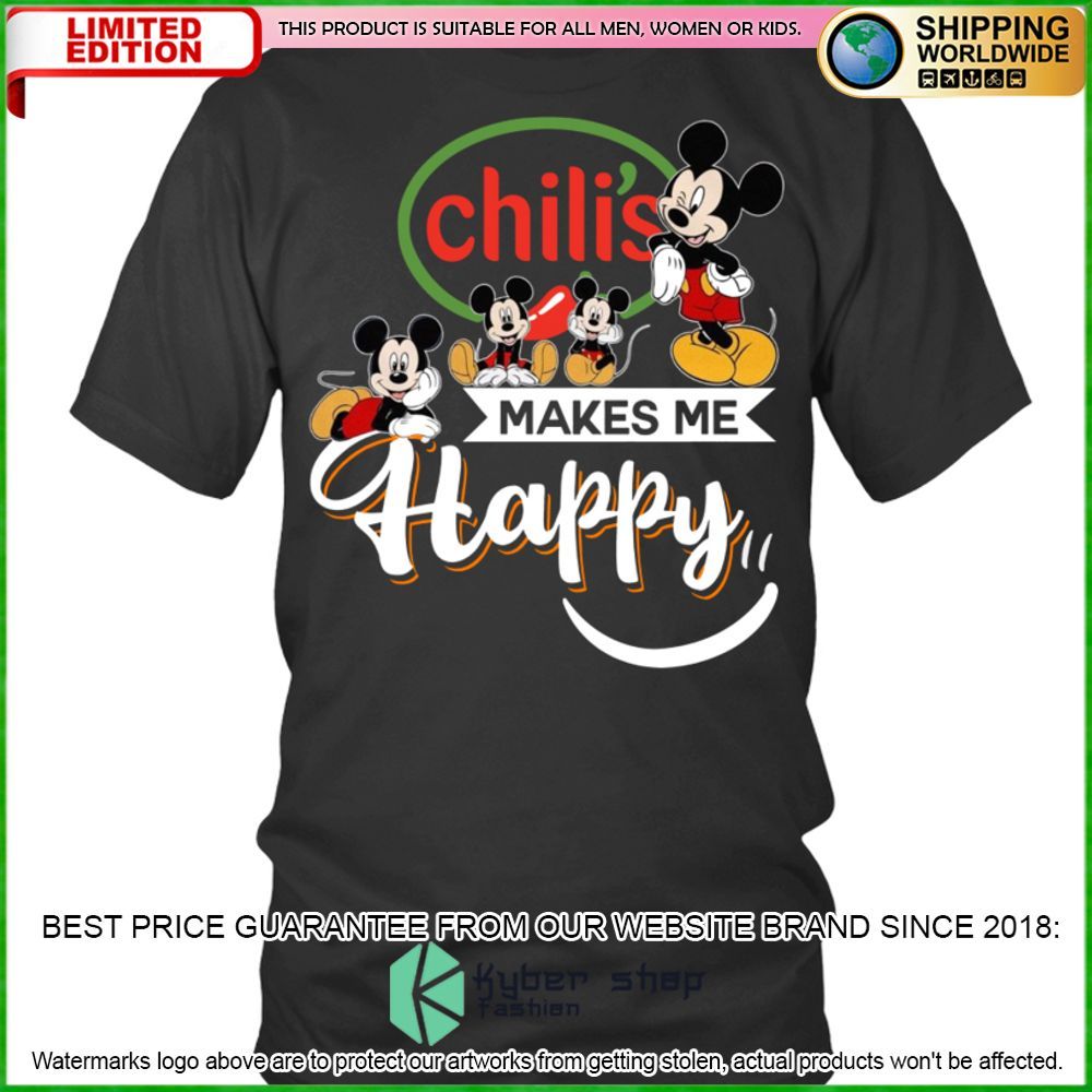 chilis mickey mouse makes me happy hoodie shirt limited edition e4dhj