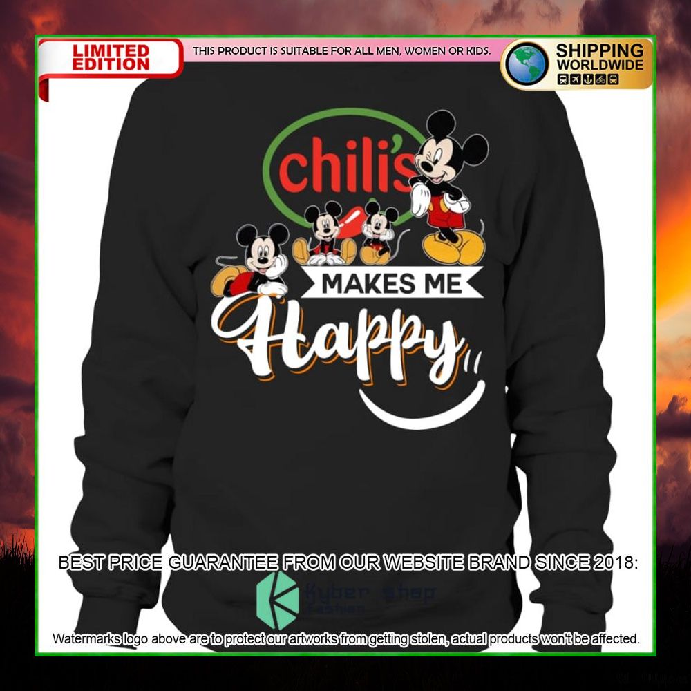 chilis mickey mouse makes me happy hoodie shirt limited edition jym0z