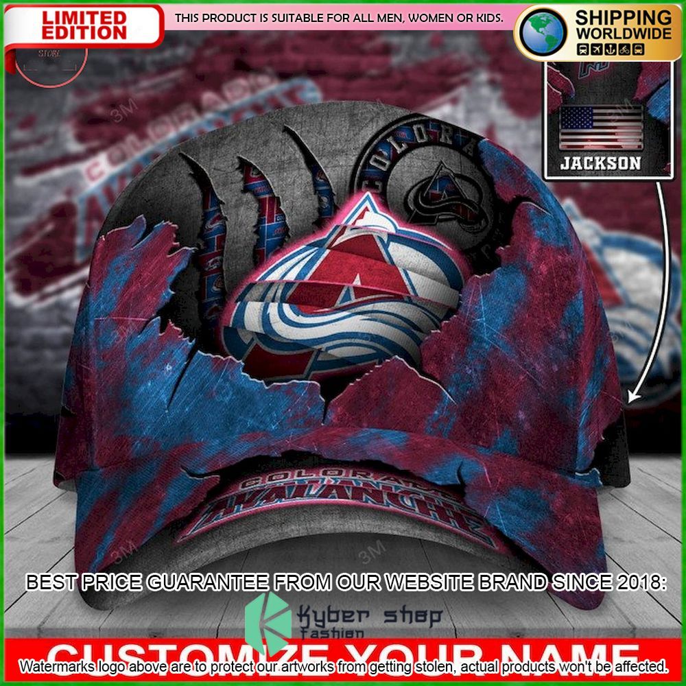 colorado avalanche skull nhl custom name cap limited edition am8va
