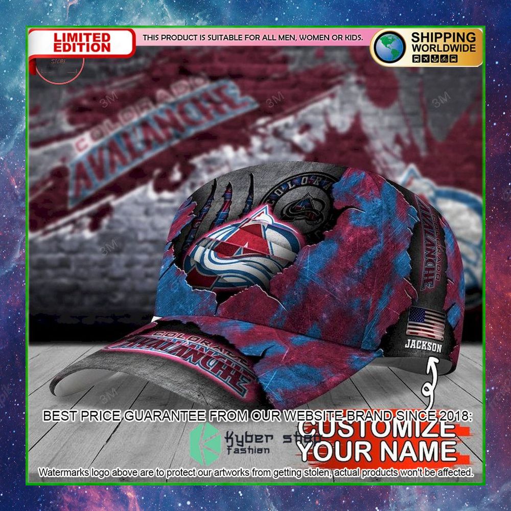 colorado avalanche skull nhl custom name cap limited edition vzdu9