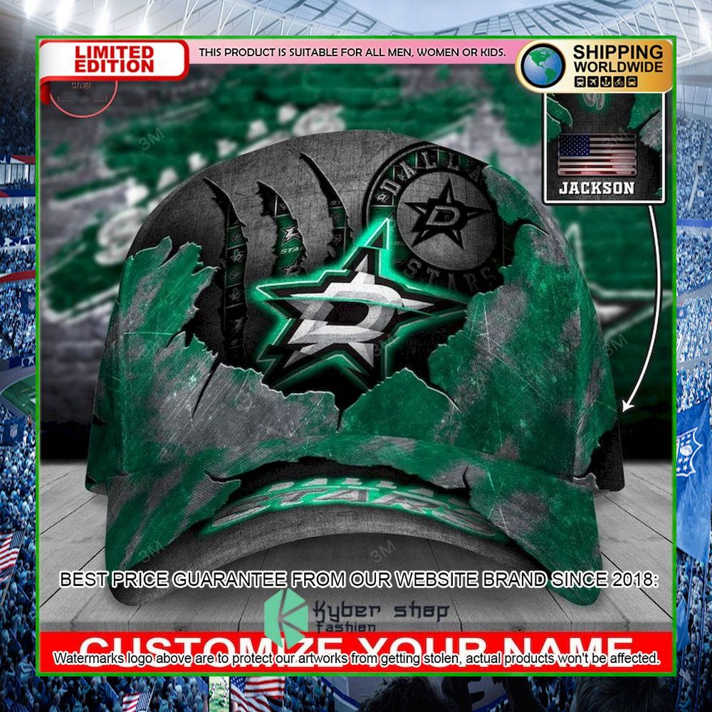 dallas stars skull nhl custom name cap limited edition p5qgh