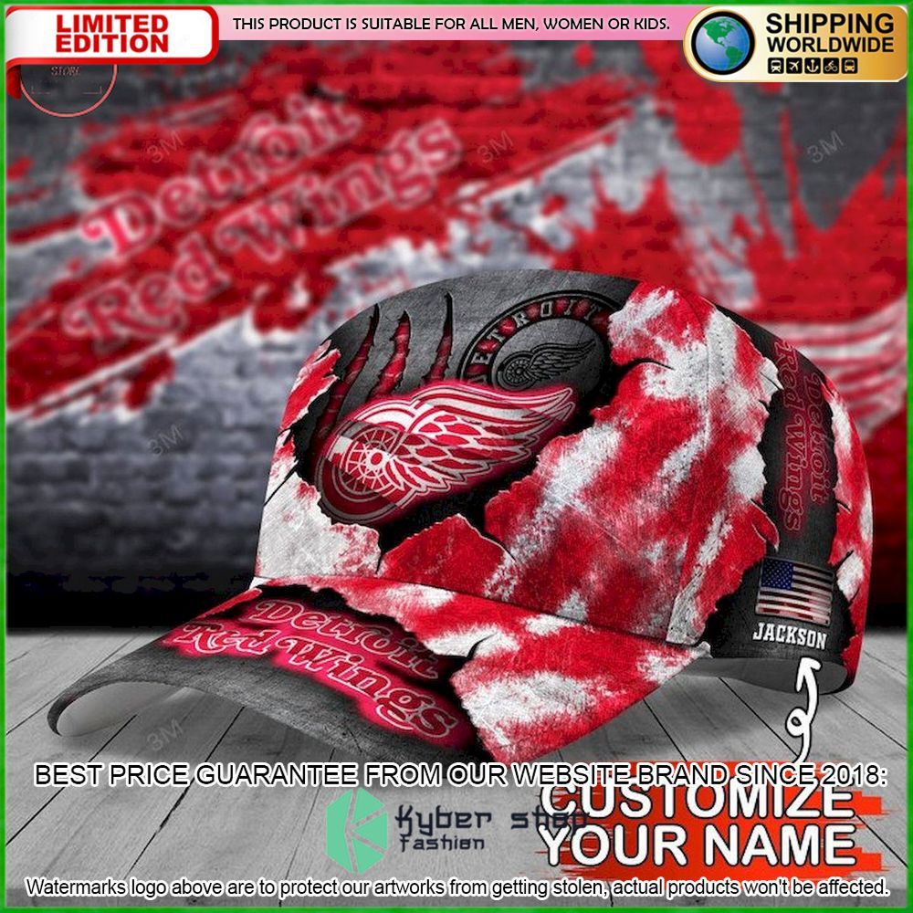 detroit red wings skull nhl custom name cap limited edition 9djt2