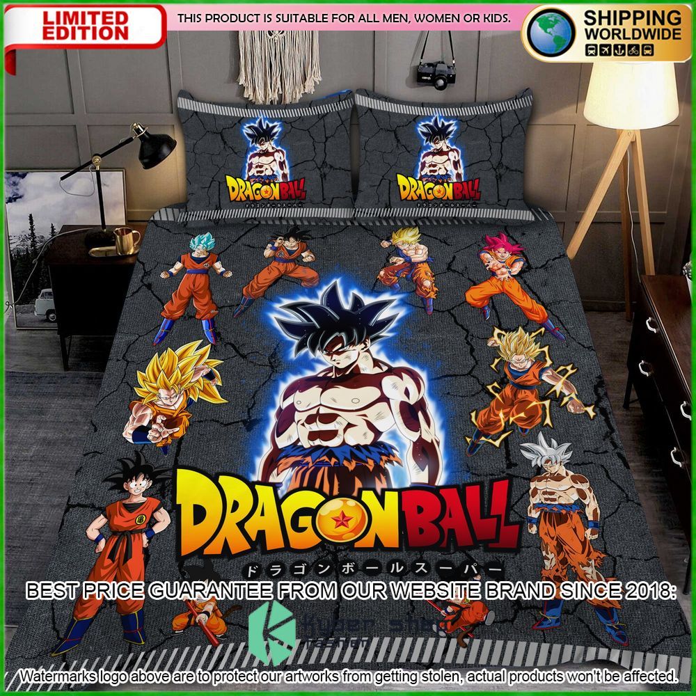 dragon ball goku power level crack bedding set limited edition zwjvt