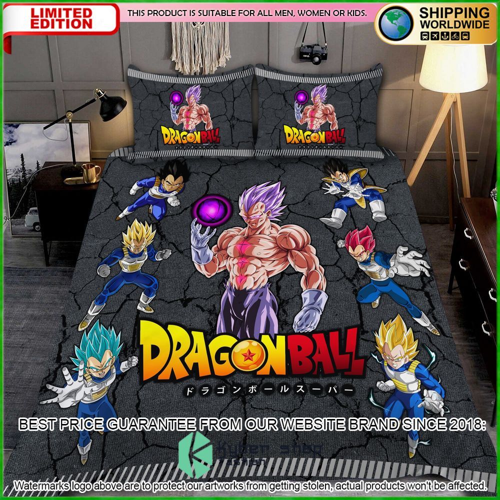 dragon ball vegeta power level crack bedding set limited edition eqadi