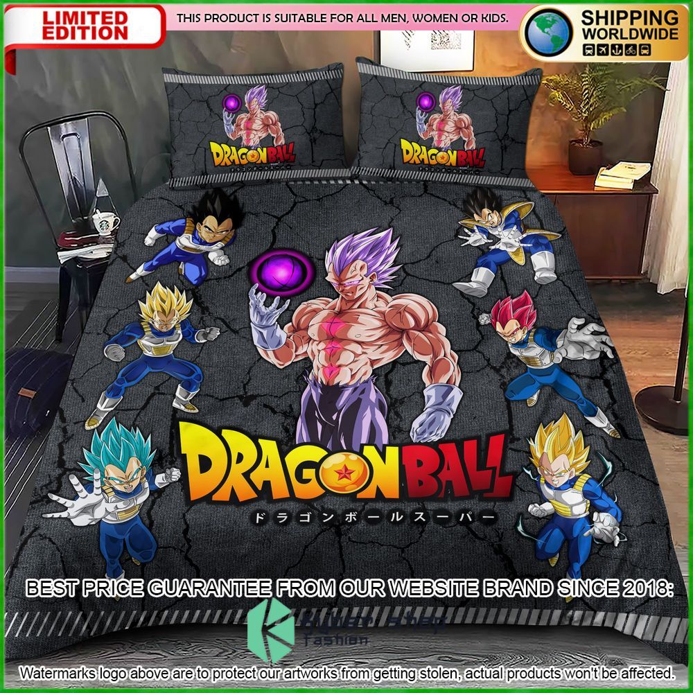 dragon ball vegeta power level crack bedding set limited edition
