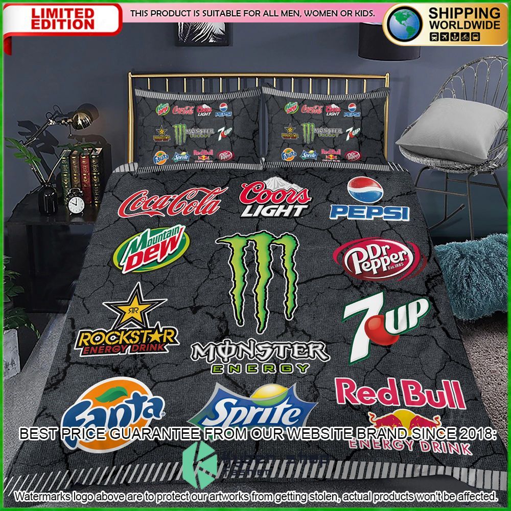 drinks logo monster energy crack bedding set limited edition 70yfe