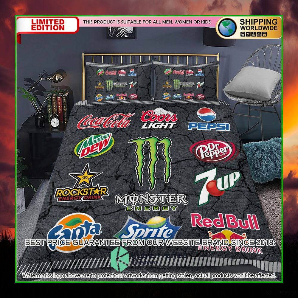 drinks logo monster energy crack bedding set limited edition a0ymy