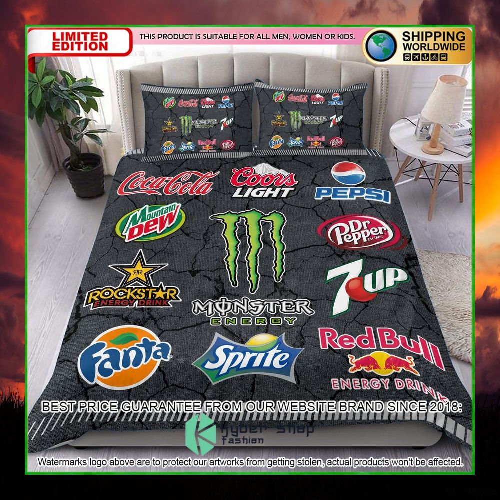 drinks logo monster energy crack bedding set limited edition