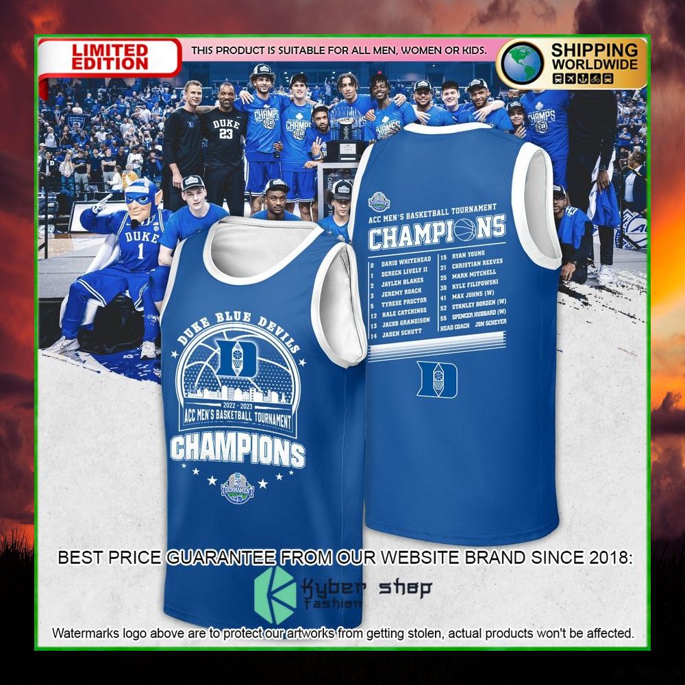 duke blue devils 2023 acc mens basketball conference tournament champions tank top limited edition