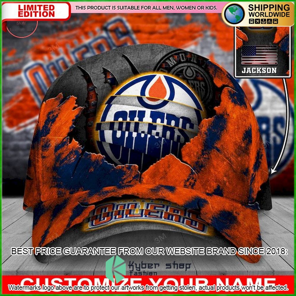 Edmonton Oilers Skull NHL Custom Name Cap - LIMITED EDITION