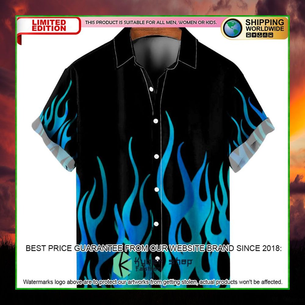 flame pattern shirt hawaiian shirt limited edition emksf