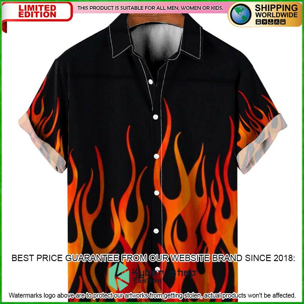 flame pattern shirt hawaiian shirt limited edition inj1v