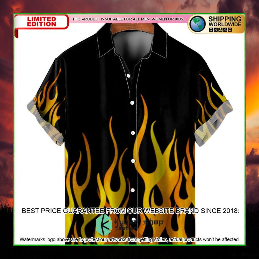 flame pattern shirt hawaiian shirt limited edition pdhnn