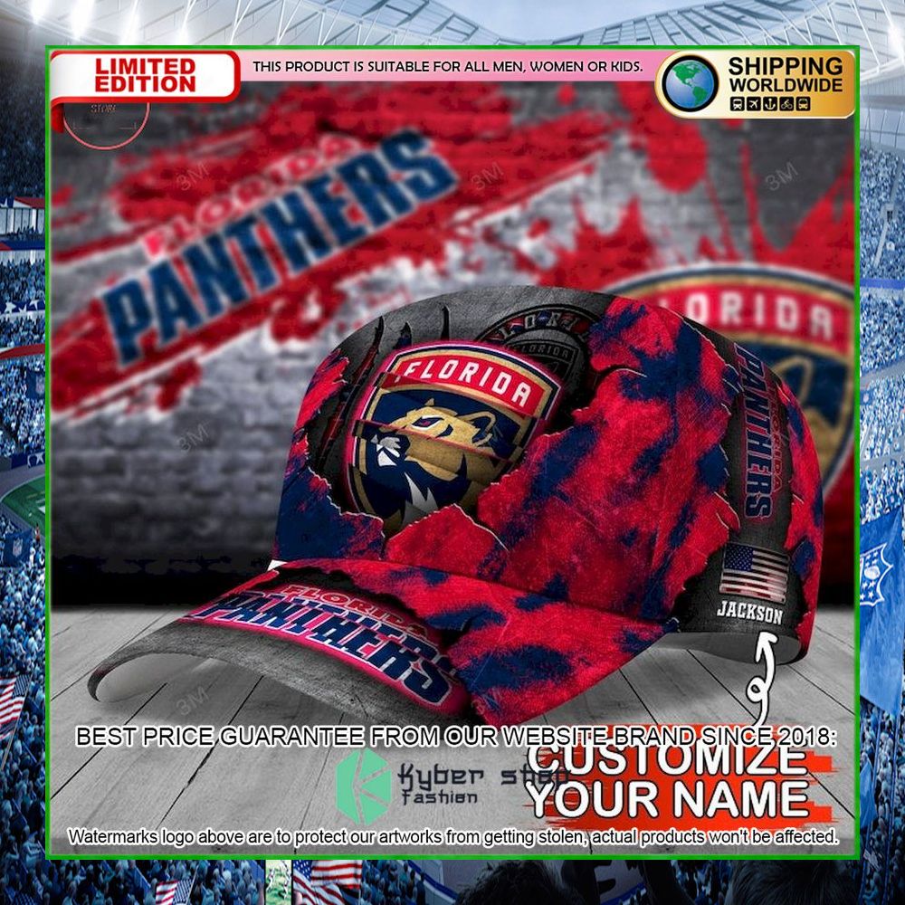 florida panthers skull nhl custom name cap limited edition