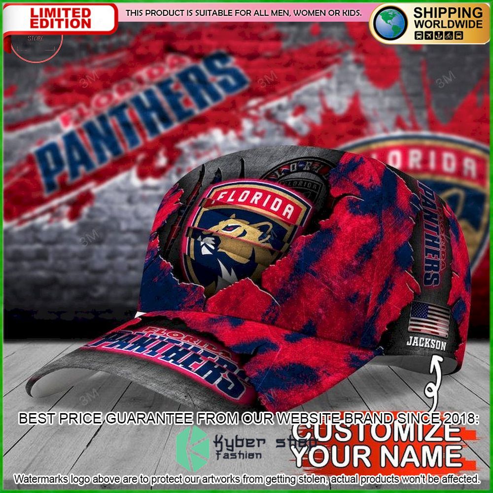 florida panthers skull nhl custom name cap limited edition hw6pz