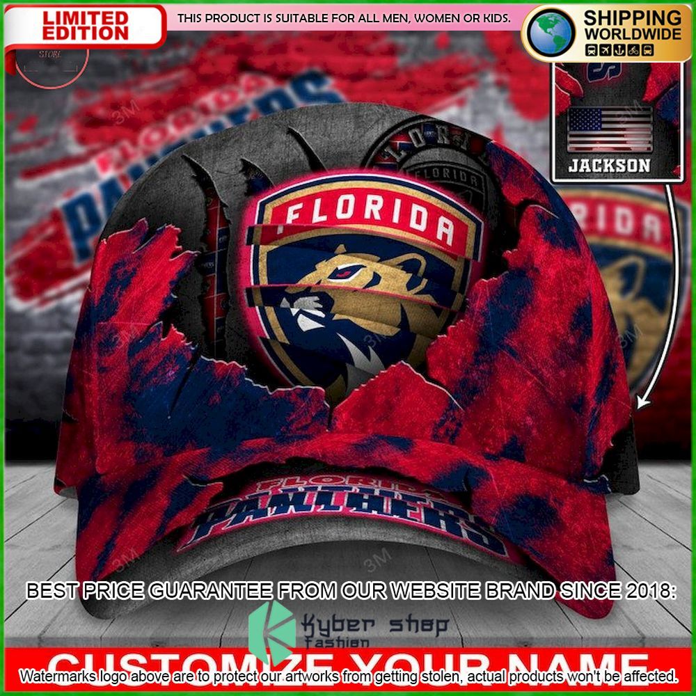 florida panthers skull nhl custom name cap limited edition whzg1