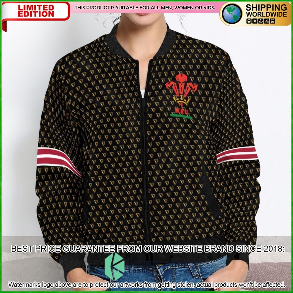 guinness beer welsh rugby bomber jacket limited edition 5ueng