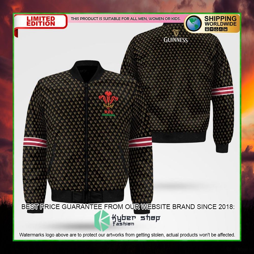 guinness beer welsh rugby bomber jacket limited edition