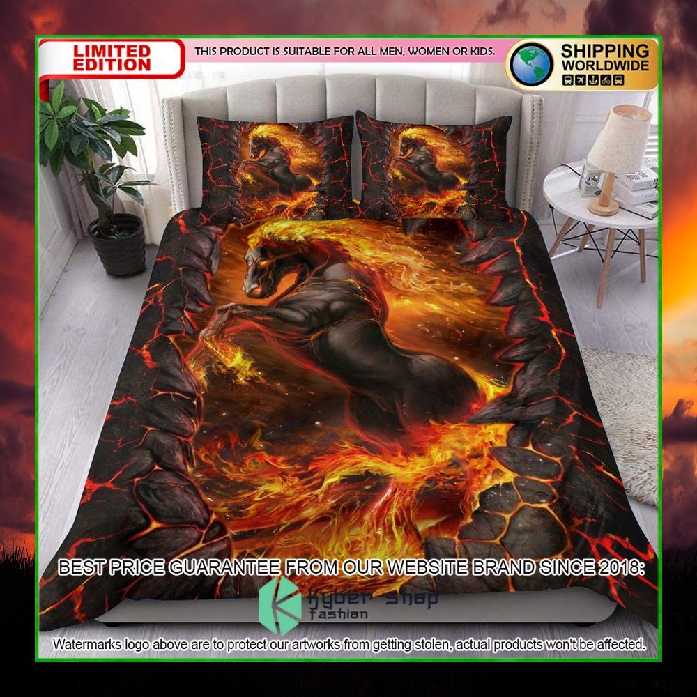 horse fire crack bedding set limited edition