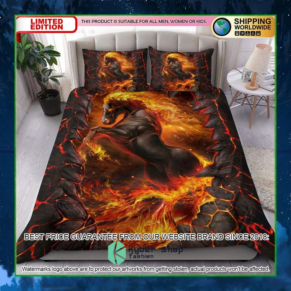 horse fire crack bedding set limited edition iovy1