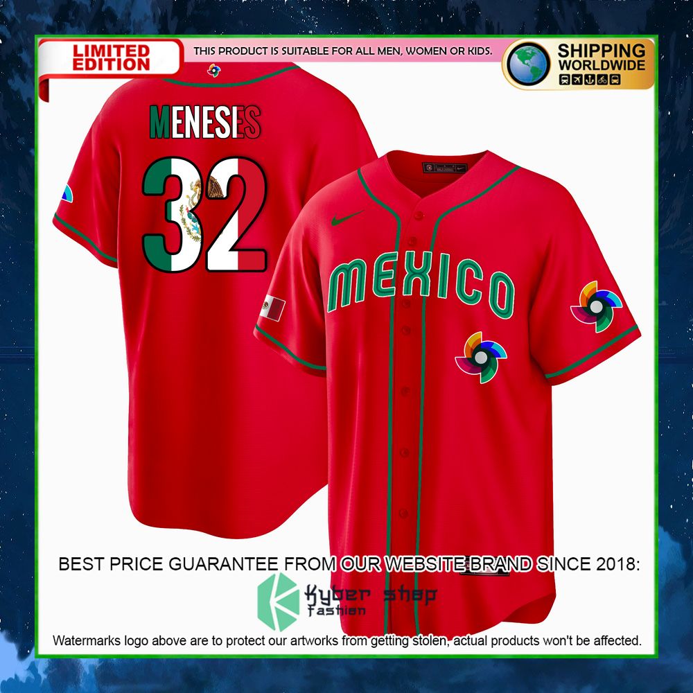 joey meneses 32 mexico baseball jersey limited edition glclr
