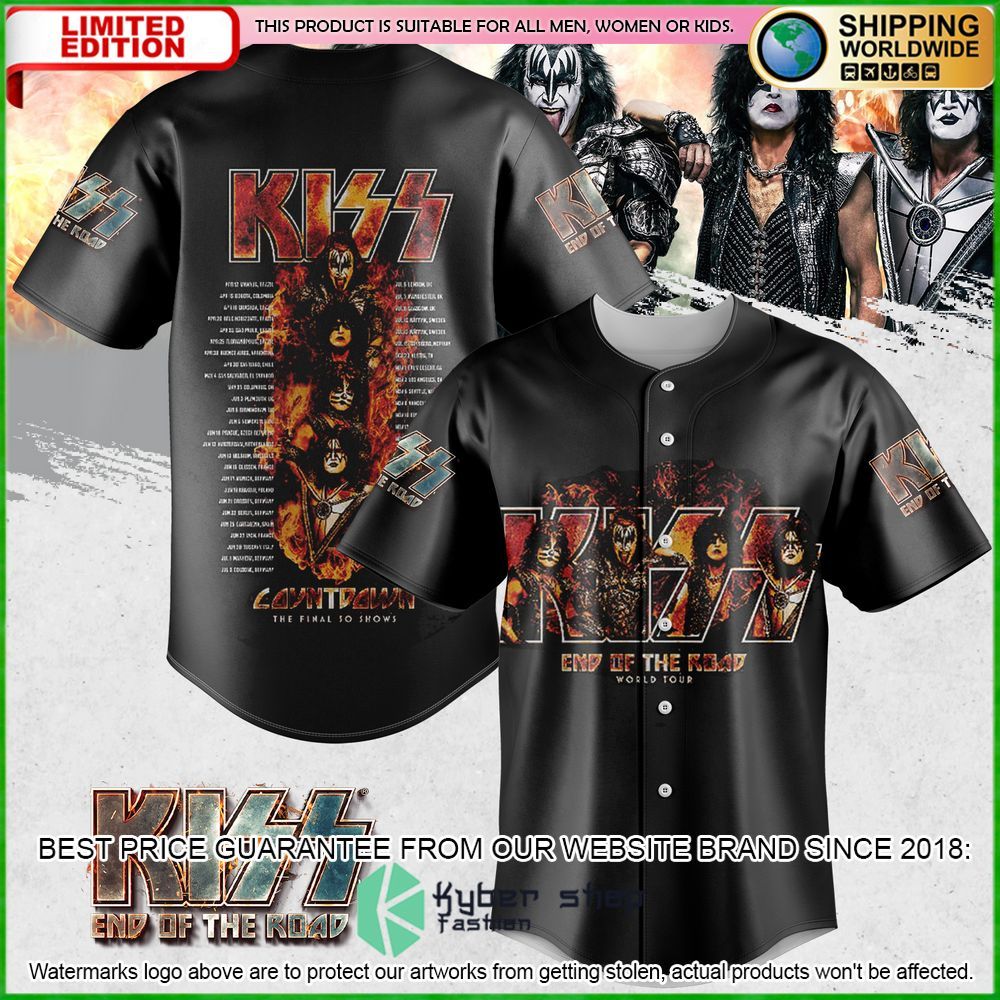 kiss band end of the road world tour baseball jersey limited edition kfeul