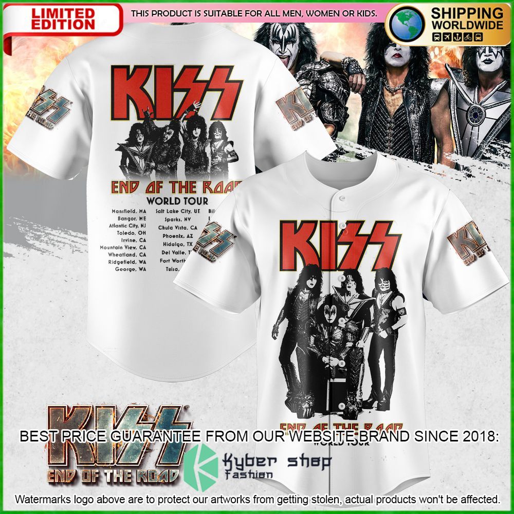 kiss end of the road world tour baseball jersey limited edition r2ks1