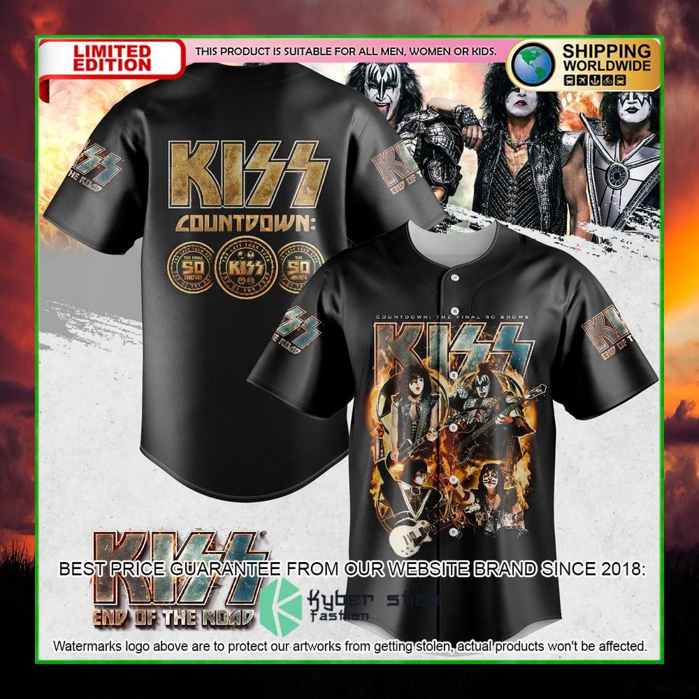 kiss end of the road world tour black baseball jersey limited edition 9olki