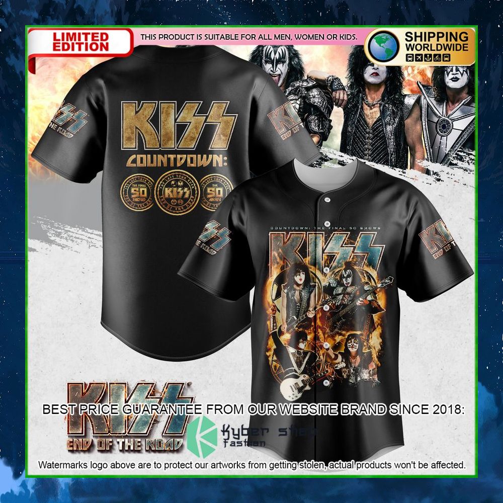 kiss end of the road world tour black baseball jersey limited edition