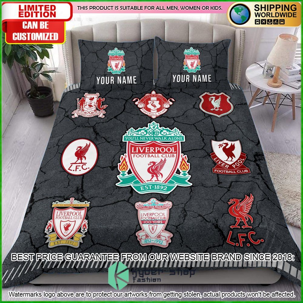 liverpool logo history custom name crack bedding set limited edition 5to08