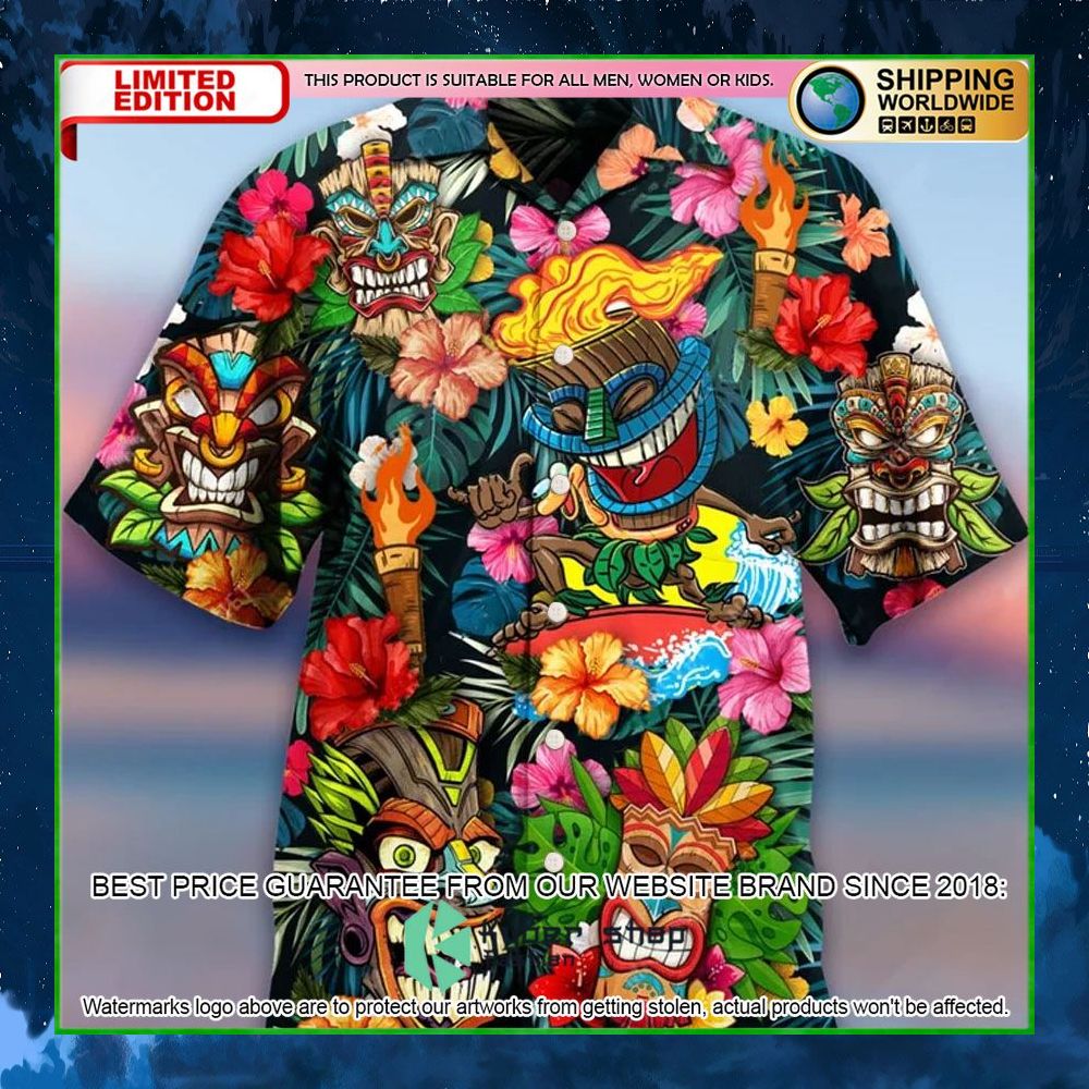 men tiki warrior hawaiian shirt limited edition