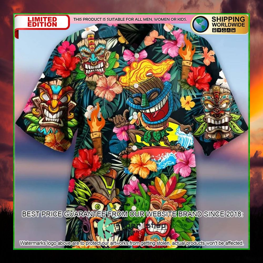 men tiki warrior hawaiian shirt limited edition wwgtp