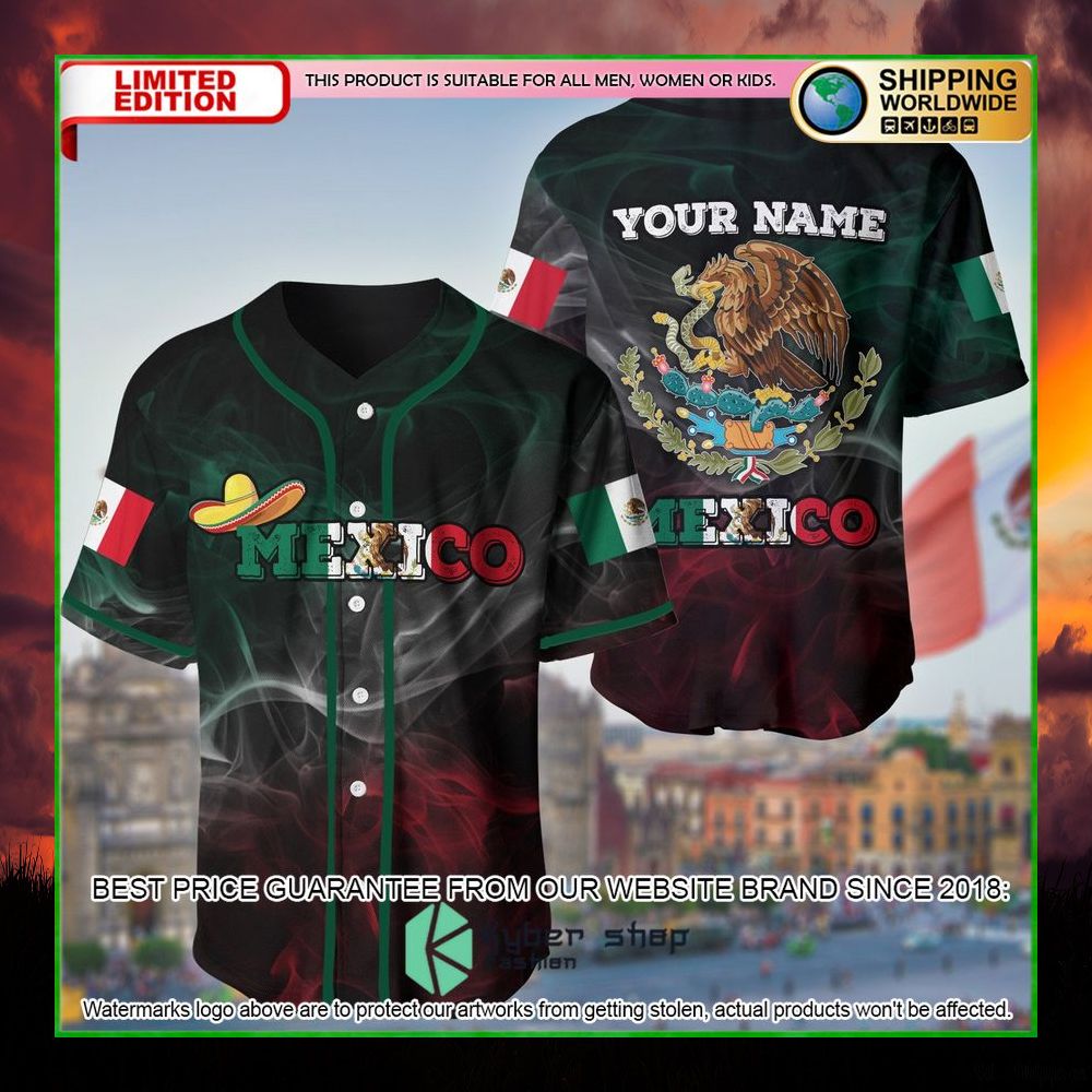 mexico flag custom name baseball jersey limited edition bhdcn
