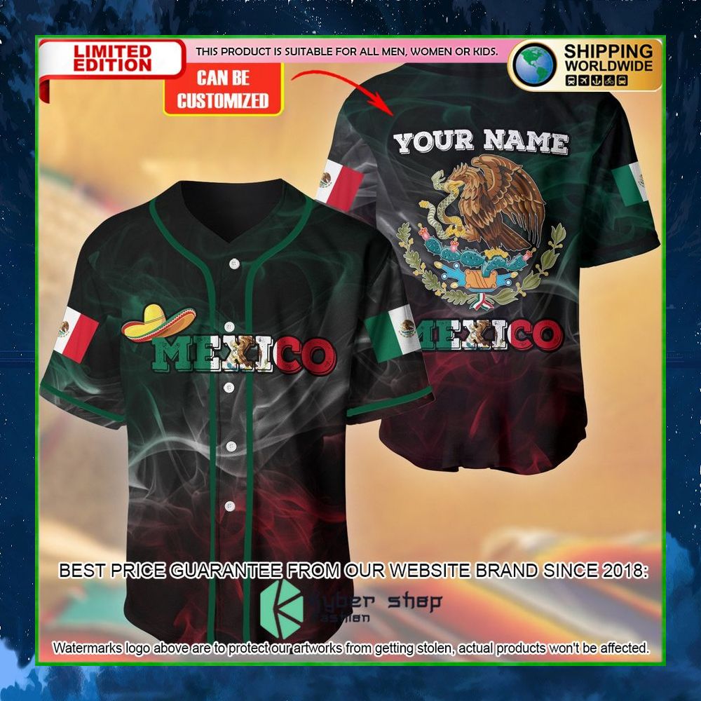 mexico flag custom name baseball jersey limited edition