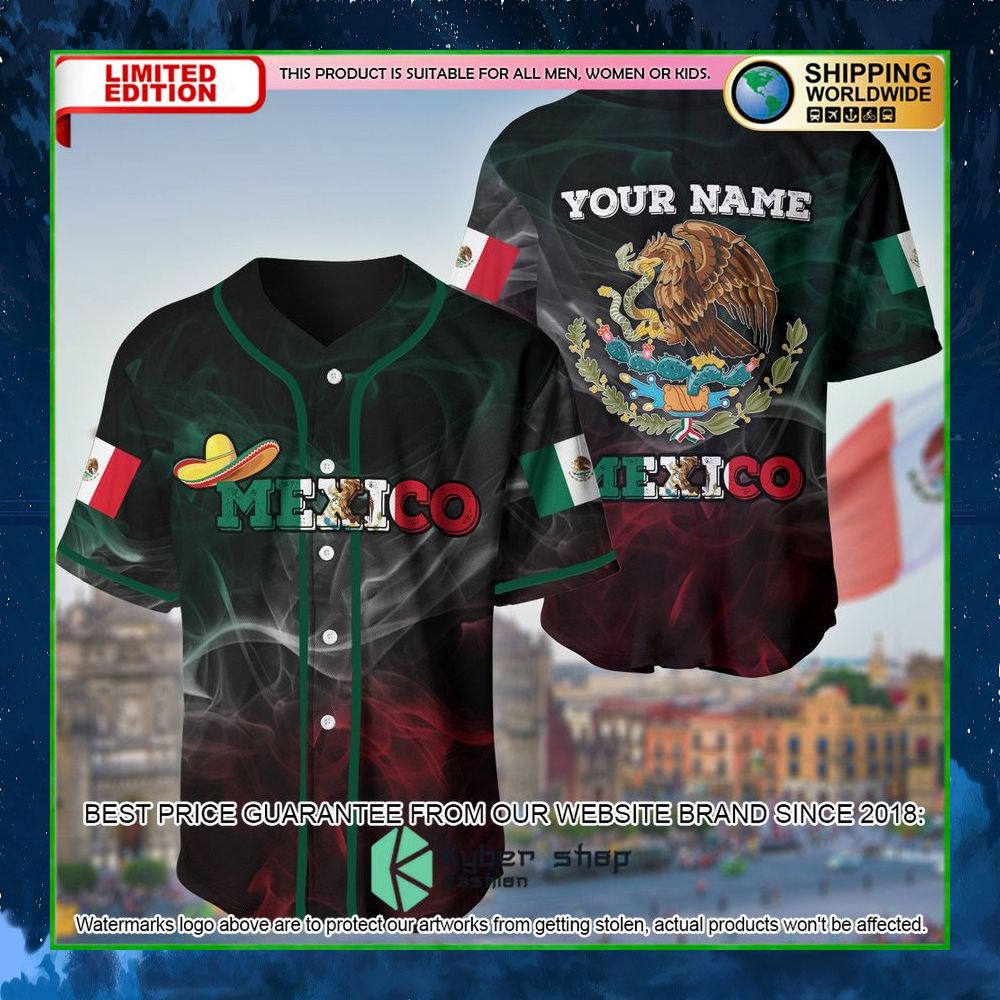 mexico flag custom name baseball jersey limited edition nre04