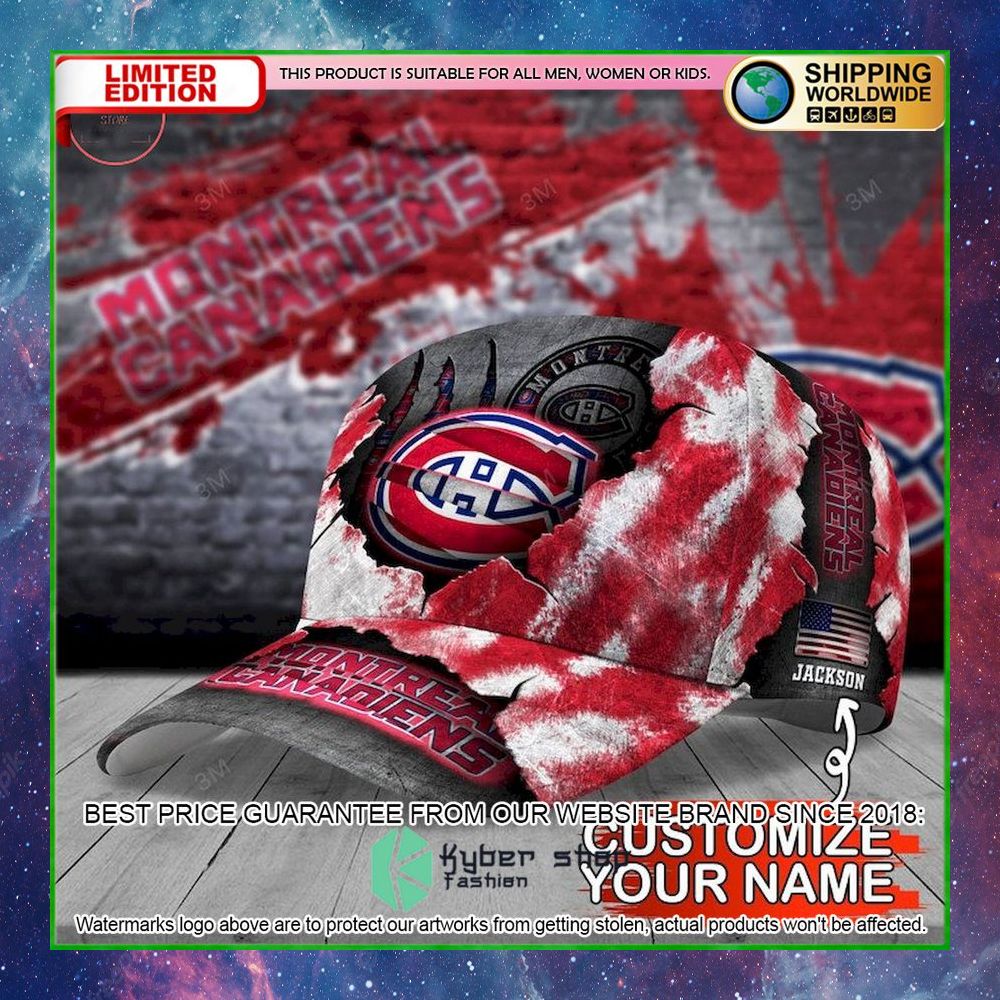 montreal canadiens skull nhl custom name cap limited edition k0vv4