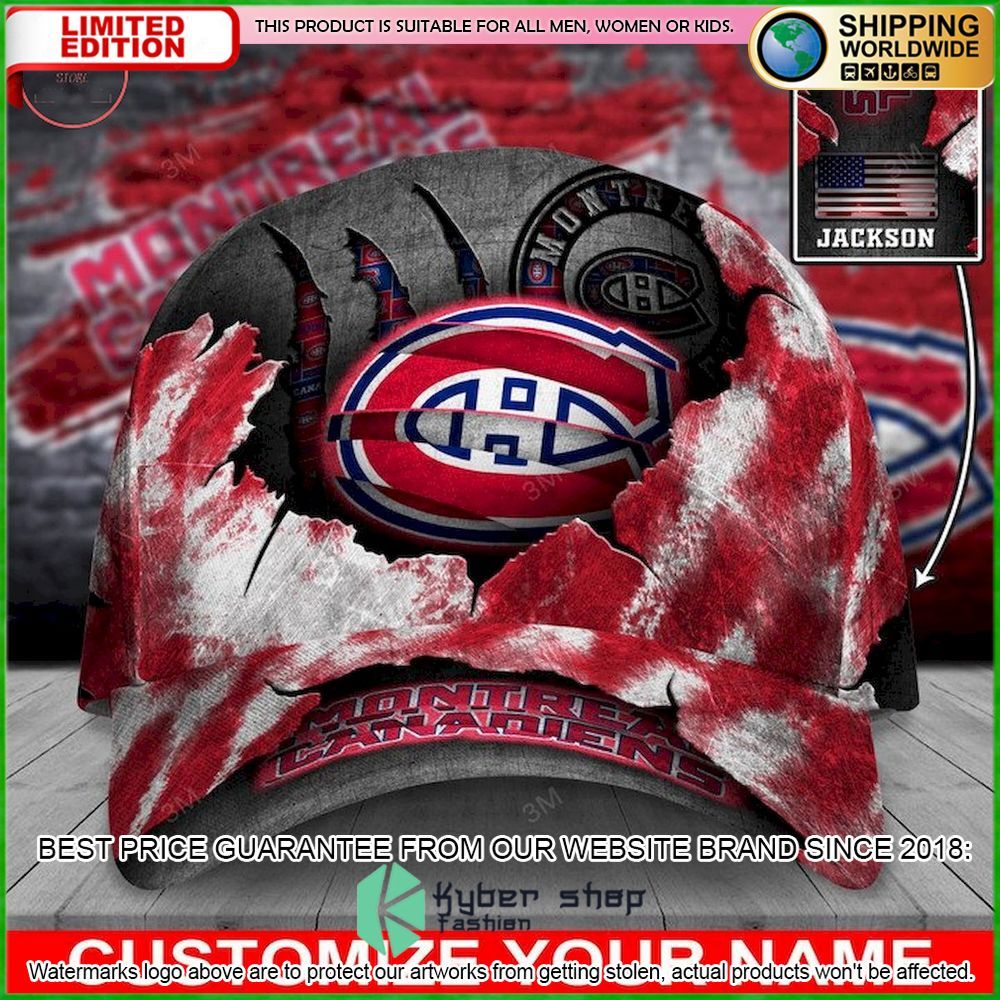 montreal canadiens skull nhl custom name cap limited edition zty6z
