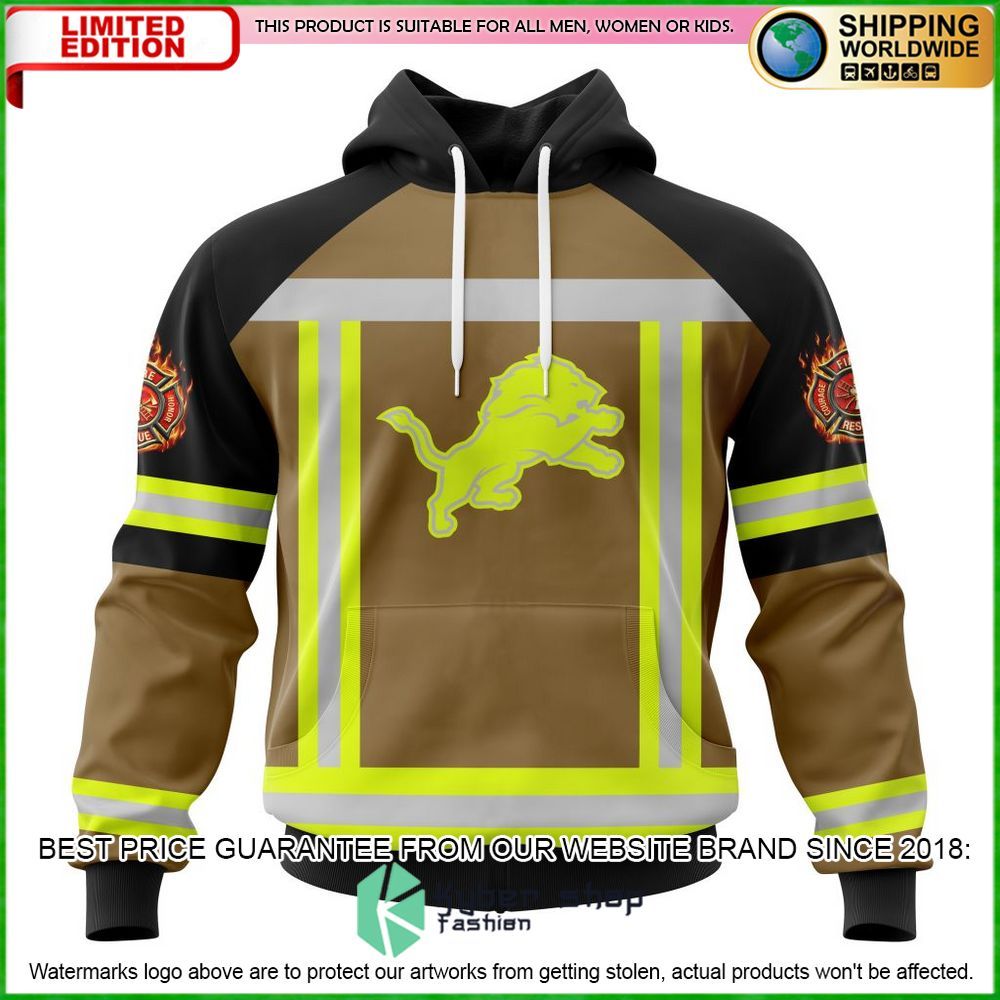 nfl detroit lions firefighter personalized hoodie shirt limited edition