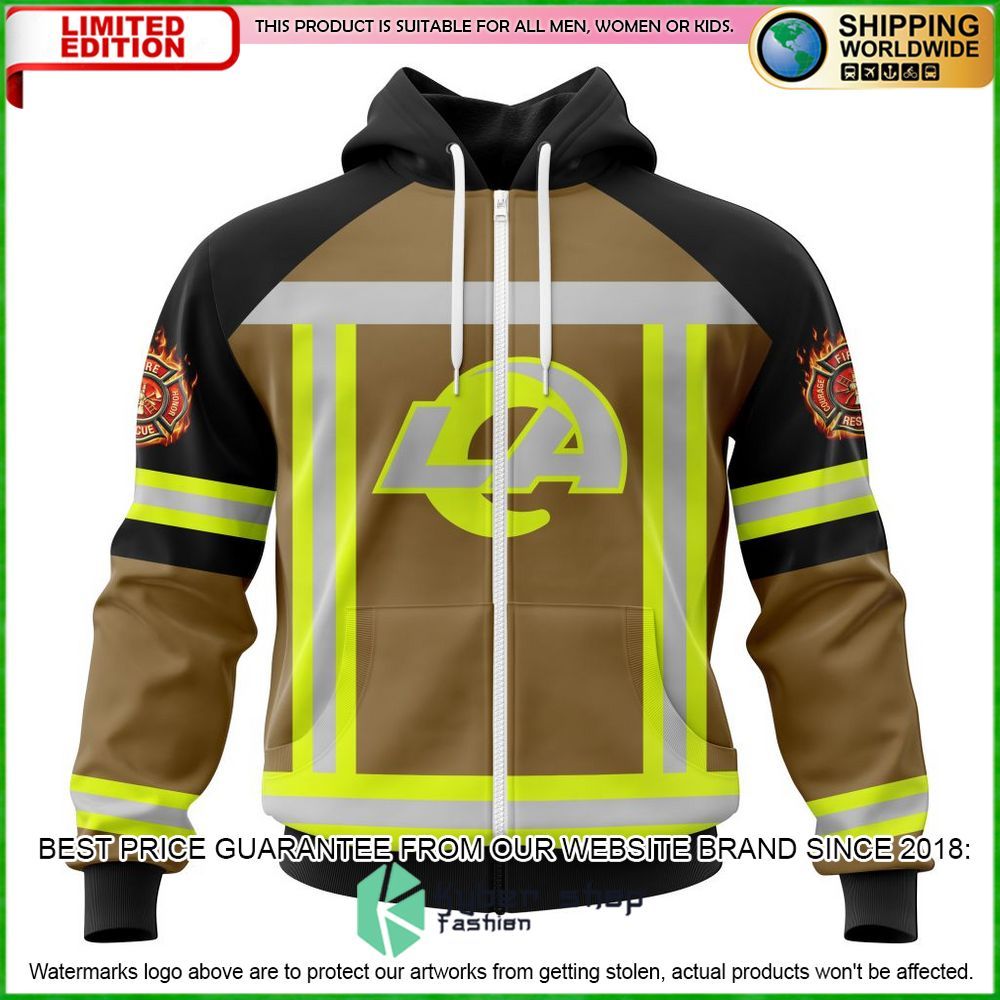 nfl los angeles rams firefighter personalized hoodie shirt limited edition mydlr