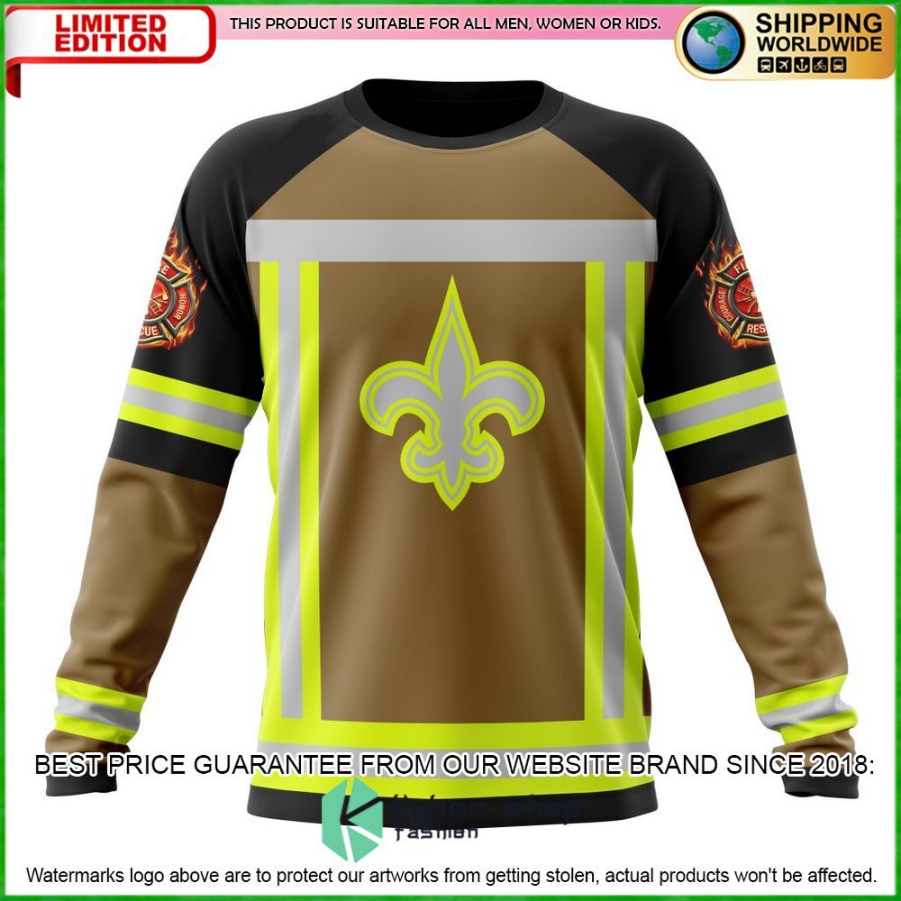 nfl new orleans saints firefighter personalized hoodie shirt limited edition